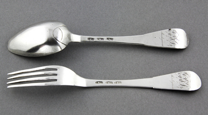 Colonial Silver Spoon and Fork (Christening set) - Madagascar